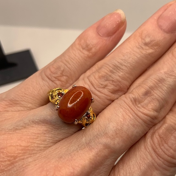 BURMESE RED JADE, GARNET JEWELRY SET - Picture 6 of 8